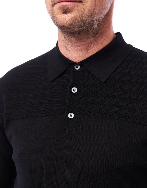 Поло чёрное мужское Gratude с длинным рукавом, шерсть с шёлком | купить в интернет-магазине Olymp-Men
