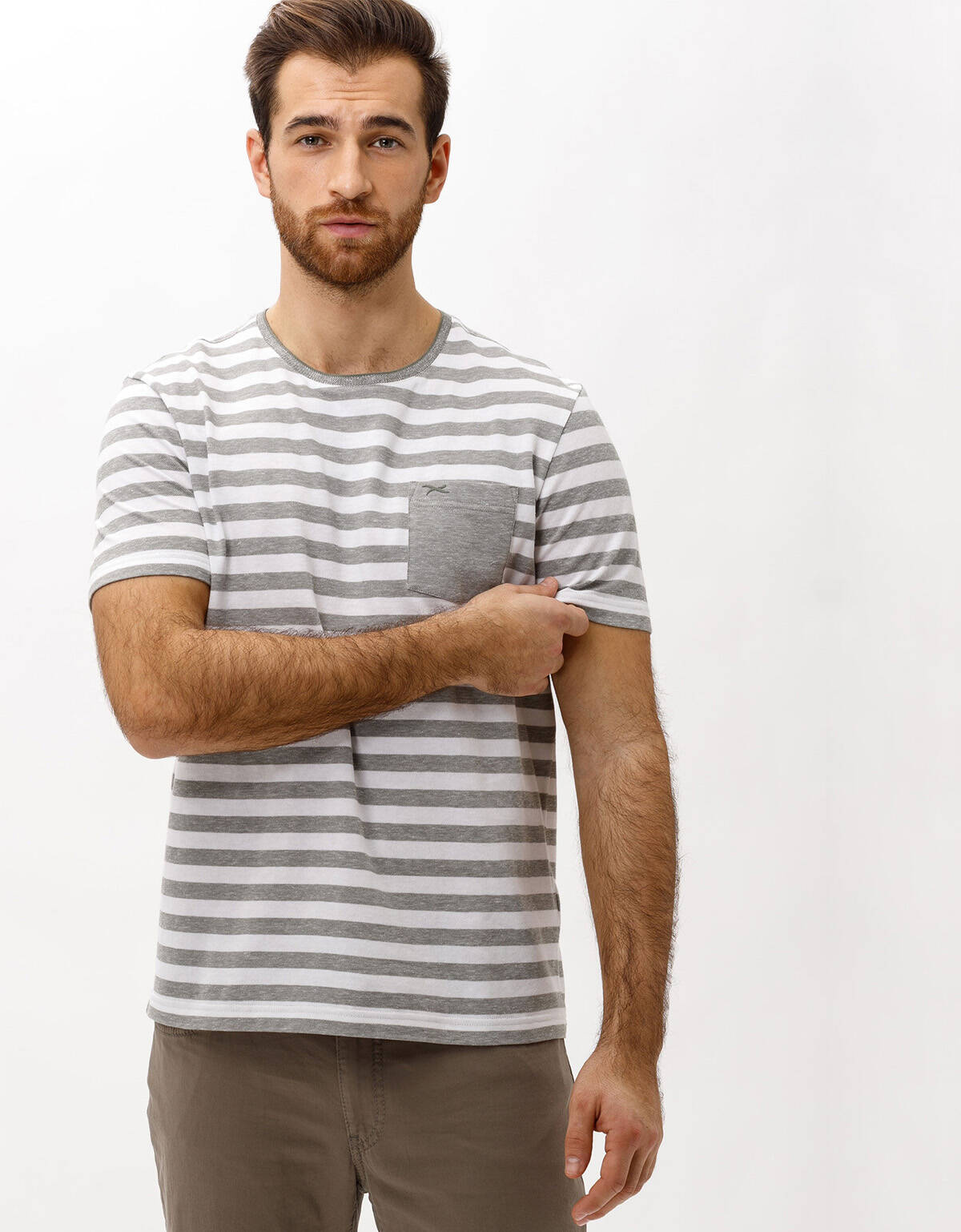 Футболка мужская Brax в полоску с карманом | купить в интернет-магазине Olymp-Men