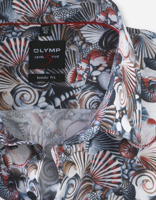 Рубашка мужская OLYMP с морским принтом, body fit | купить в интернет-магазине Olymp-Men