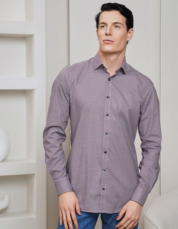 Рубашка классическая OLYMP в клетку, body fit | купить в интернет-магазине Olymp-Men