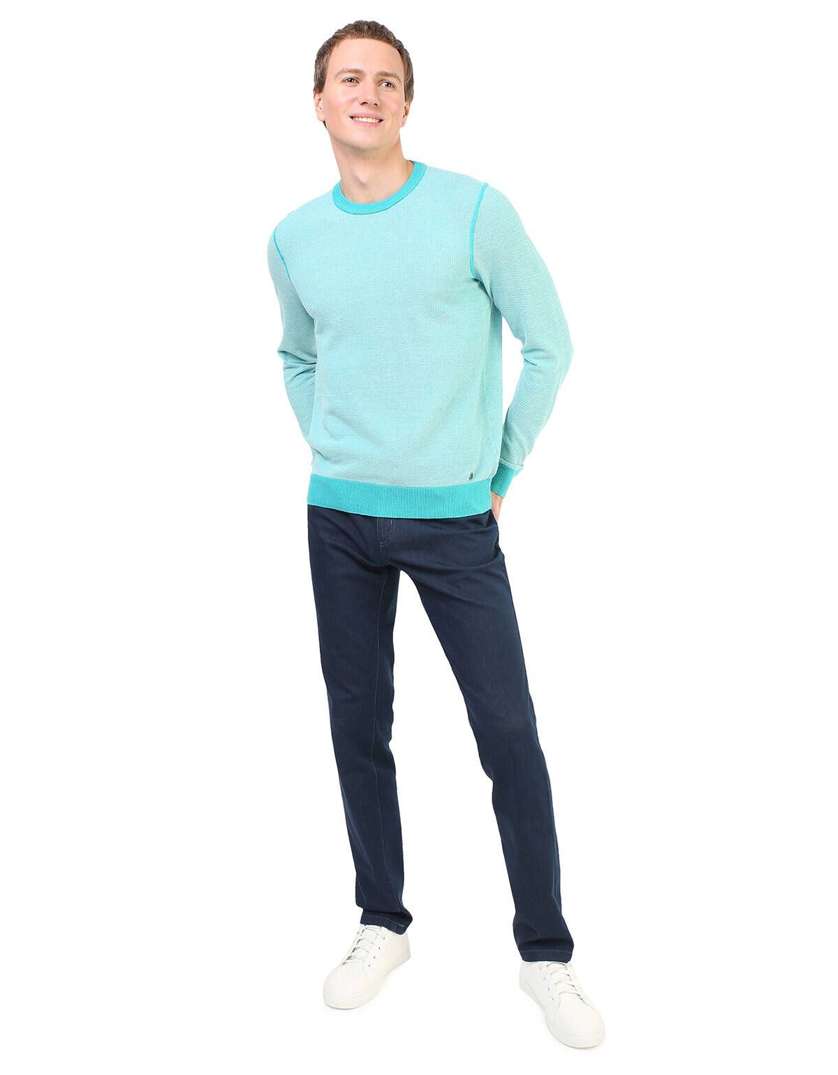 Пуловер с круглым вырезом Marvelis бирюзовый | купить в интернет-магазине Olymp-Men