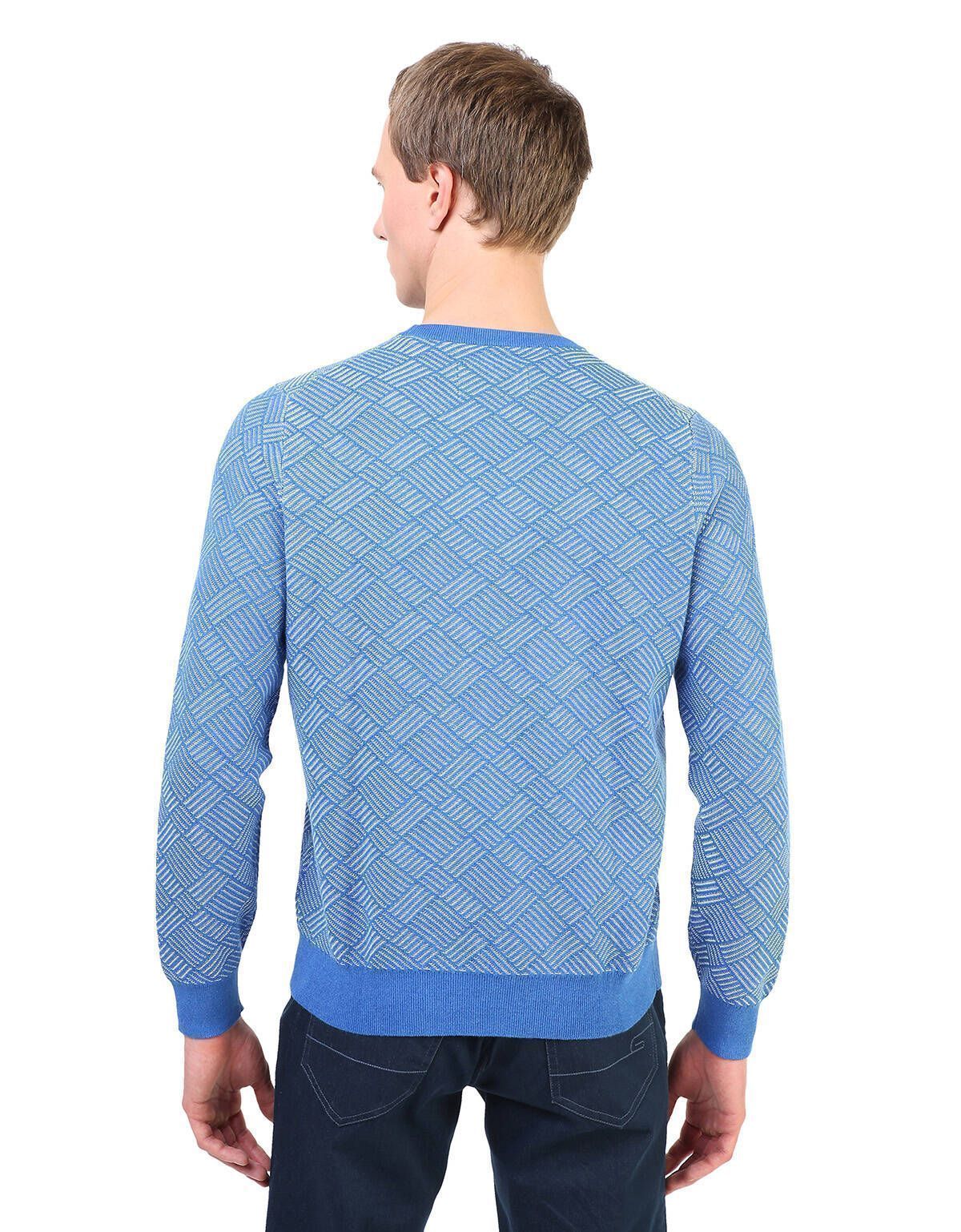 Пуловер с круглым вырезом синий с рисунком | купить в интернет-магазине Olymp-Men