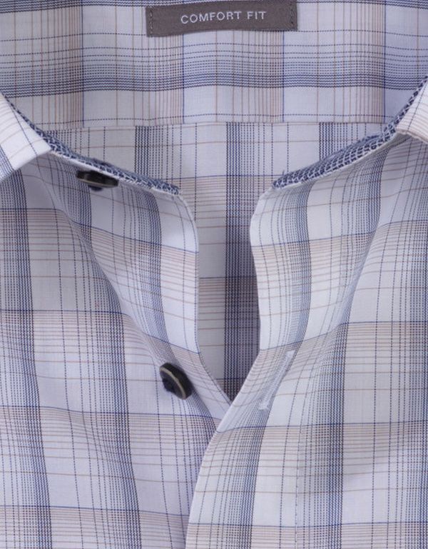 Рубашка мужская в коричневую клетку OLYMP Luxor, прямой крой | купить в интернет-магазине Olymp-Men
