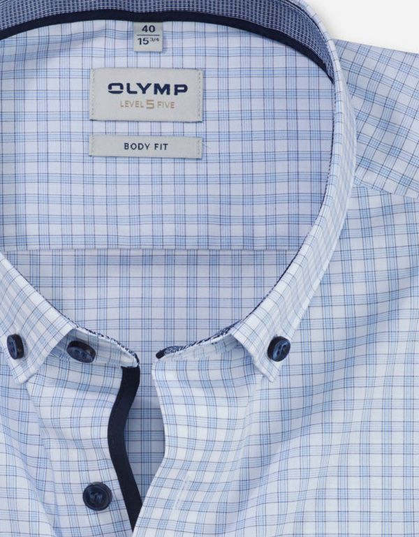Рубашка мужская в клетку с пуговицами на воротнике OLYMP, body fit | купить в интернет-магазине Olymp-Men