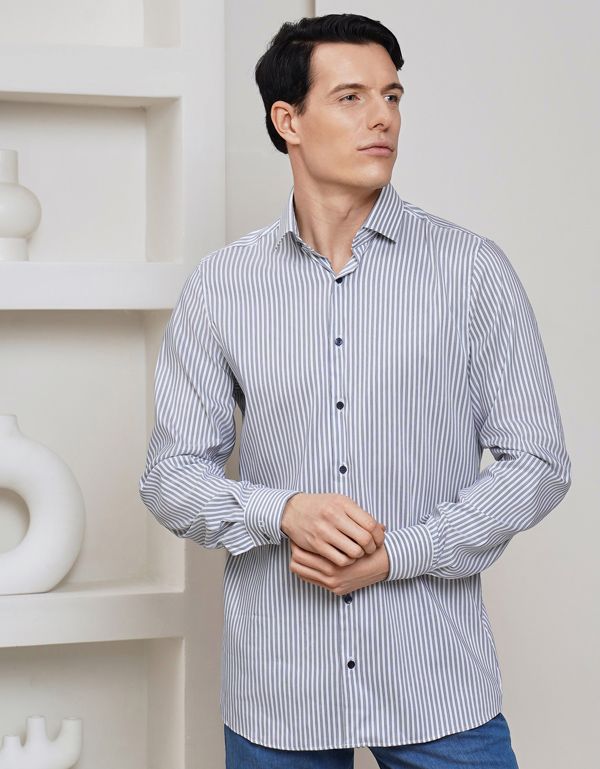 Рубашка мужская в полоску с лиоцеллом OLYMP 24/7, body fit | купить в интернет-магазине Olymp-Men
