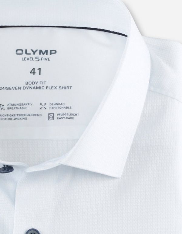 Рубашка мужская OLYMP 24/7, body fit из лиоцелла с синими пуговицами | купить в интернет-магазине Olymp-Men