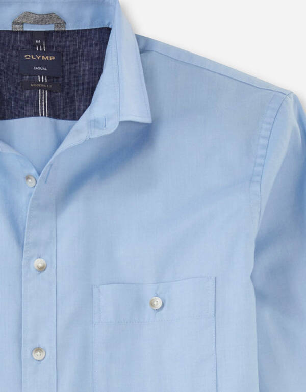 Рубашка мужская голубая с карманом OLYMP Casual | купить в интернет-магазине Olymp-Men