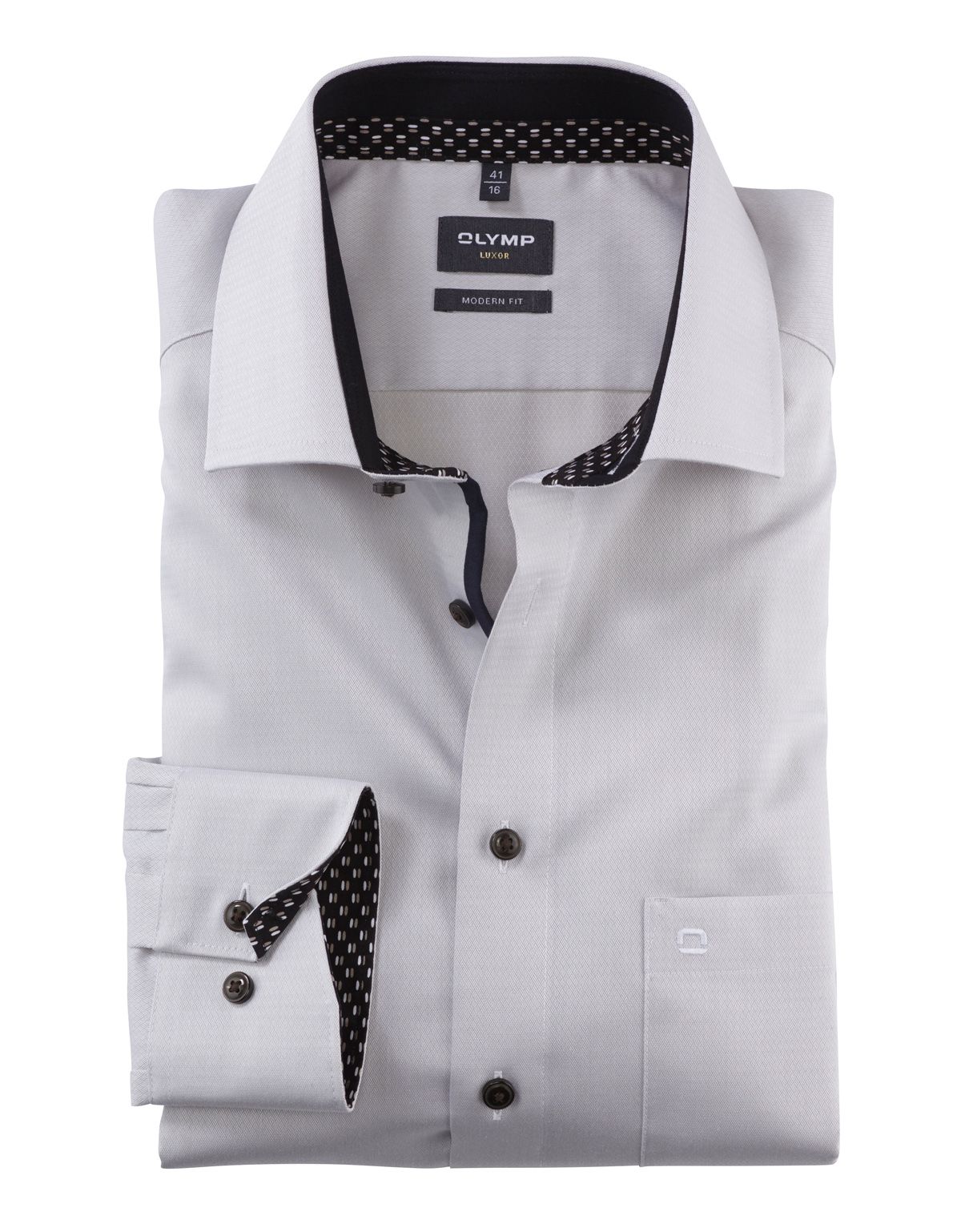 Рубашка мужская OLYMP Luxor, modern fit, фактурная ткань[БЕЖЕВЫЙ]