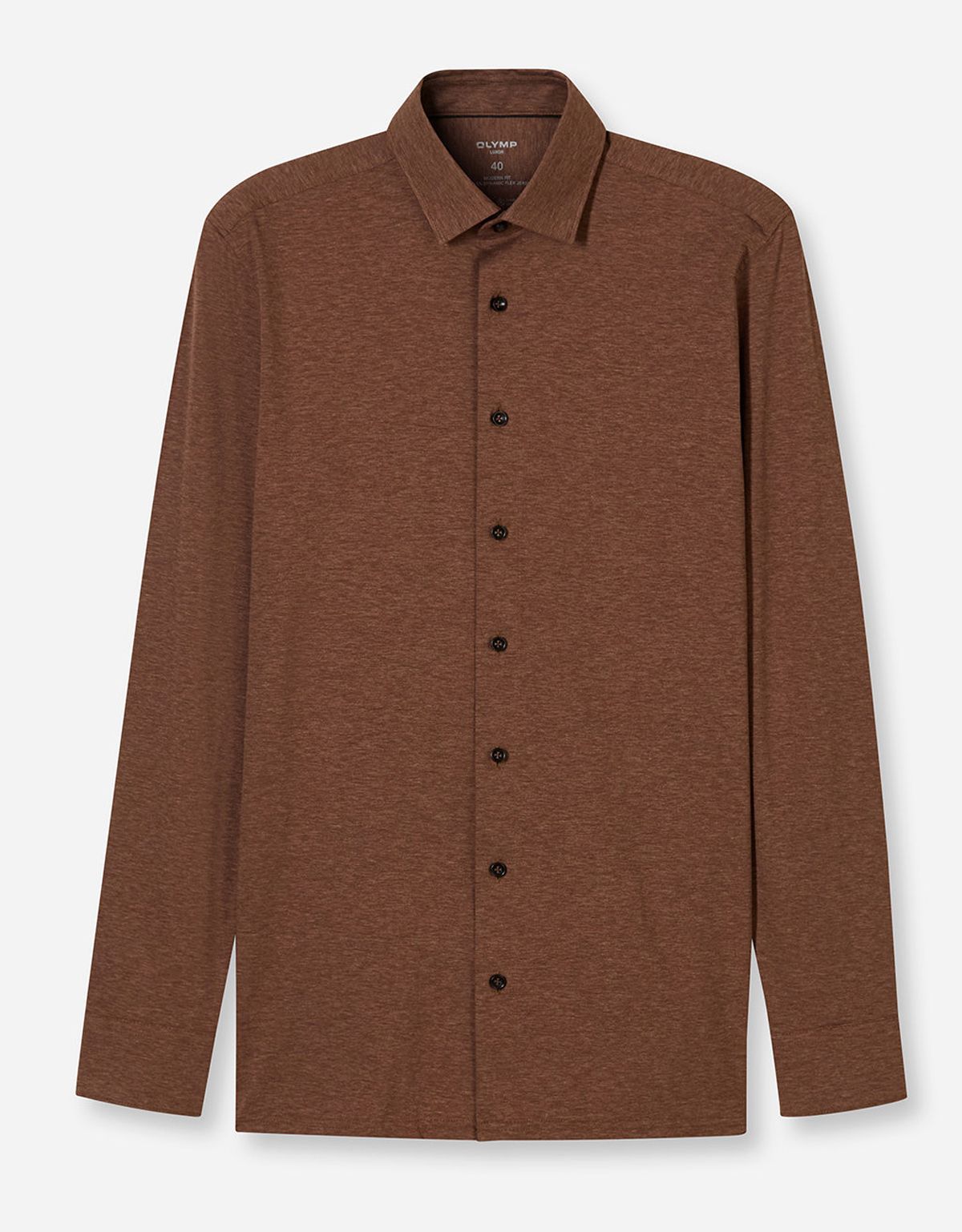 Рубашка трикотажная мужская коричневая, modern fit | купить в интернет-магазине Olymp-Men
