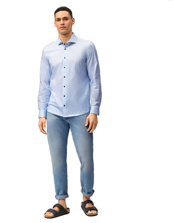 Рубашка мужская трикотажная с длинным рукавом OLYMP 24/7, body fit | купить в интернет-магазине Olymp-Men