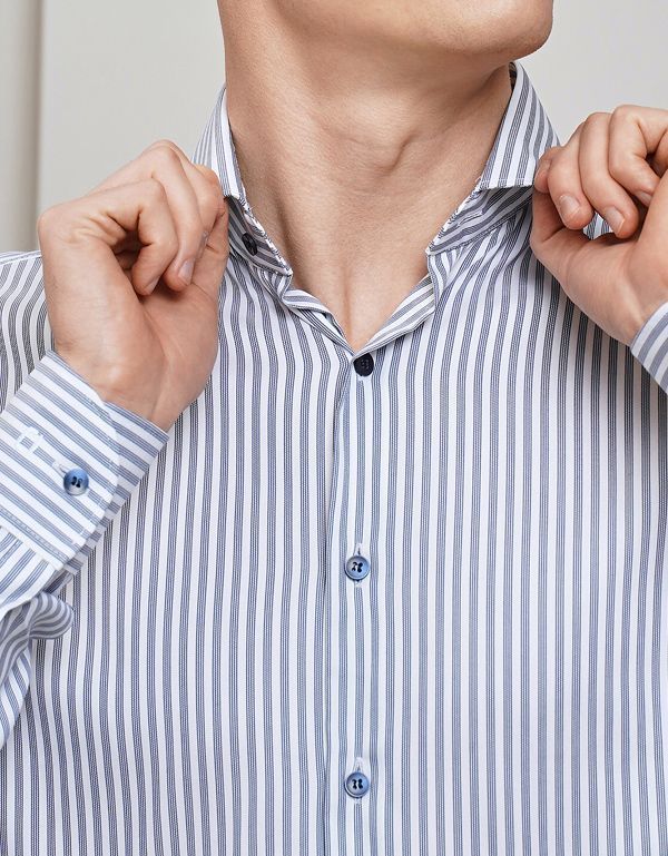 Рубашка мужская в полоску с лиоцеллом OLYMP 24/7, body fit | купить в интернет-магазине Olymp-Men