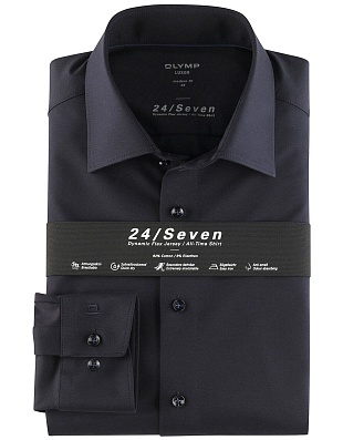 Синяя трикотажная рубашка Olymp 24/7, modern fit | купить в интернет-магазине Olymp-Men