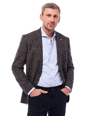 Пиджак мужской шерстяной в клетку Roy Robson с 2 шлицами, modern fit | купить в интернет-магазине Olymp-Men